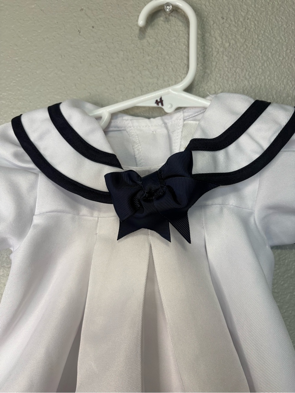 Infant Nautical Sailor Dress White & Navy Bow Pleated A-Line 3–6 Months EUC - Picture 2 of 6